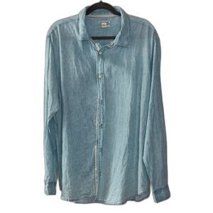 Cobalt2Carbon light blue linen button down XL